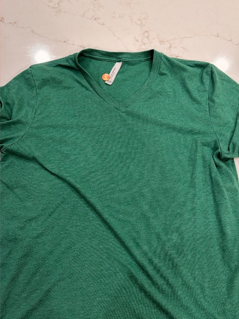 Bella + Canvas Green V-Neck T-Shirt Size Large